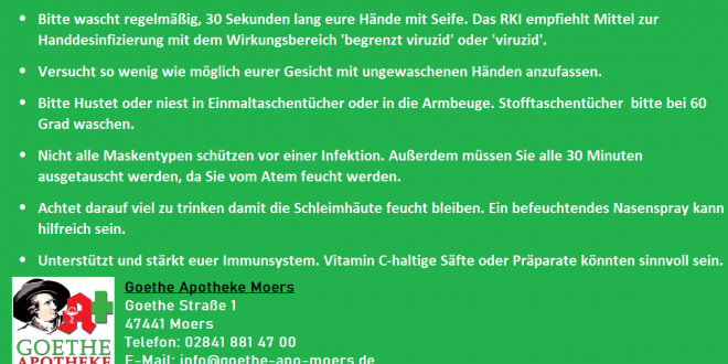 Hygienemaßnahmen für Coronavirus (COVID-19)